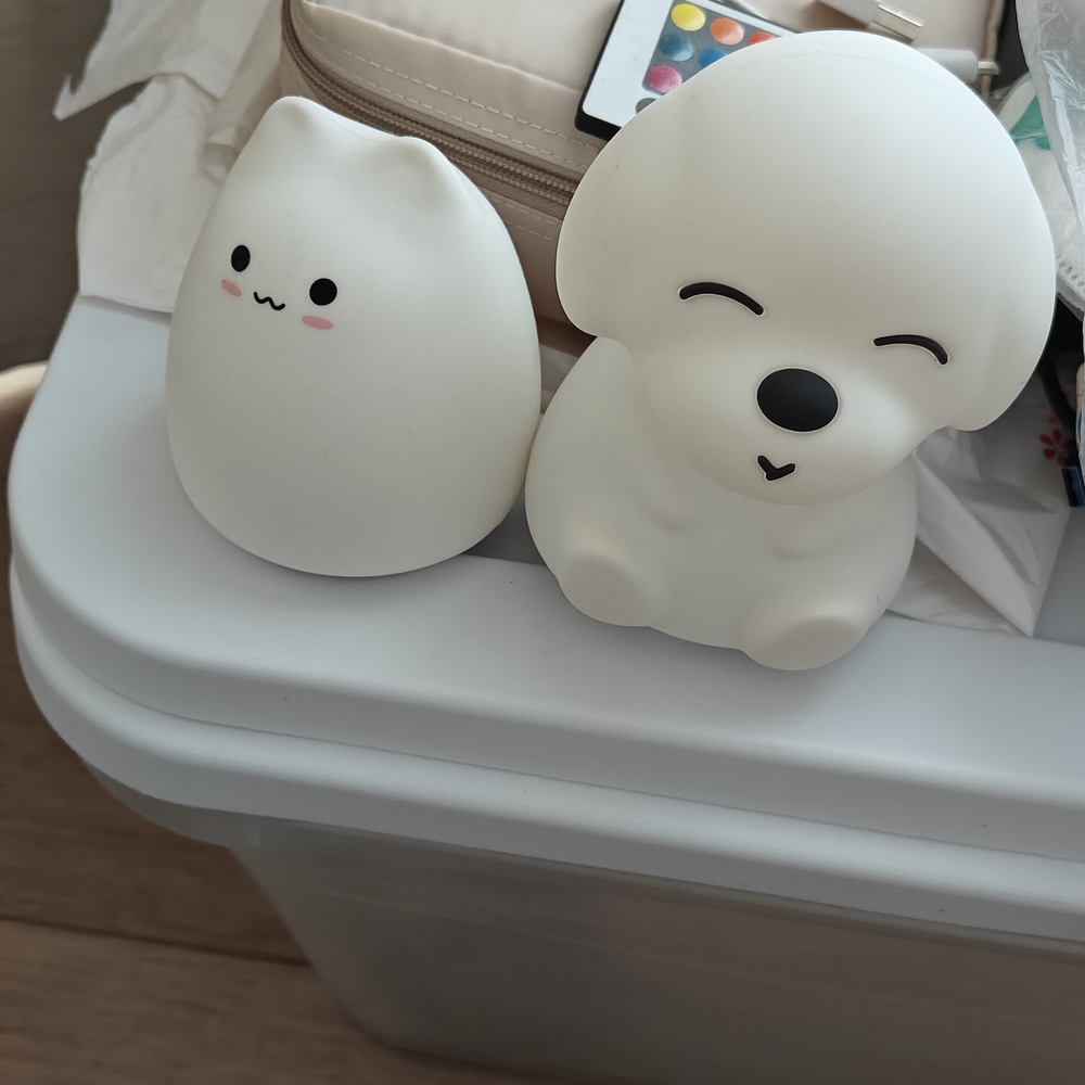 Cute White Cat and Dog Night Lamps